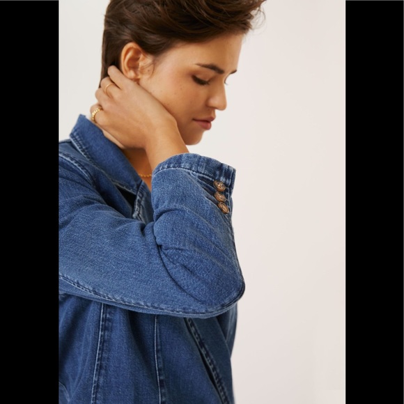 Anthropologie Boyish The Julian Denim Blazer Sz M Jean Jacket Work - Picture 3 of 11